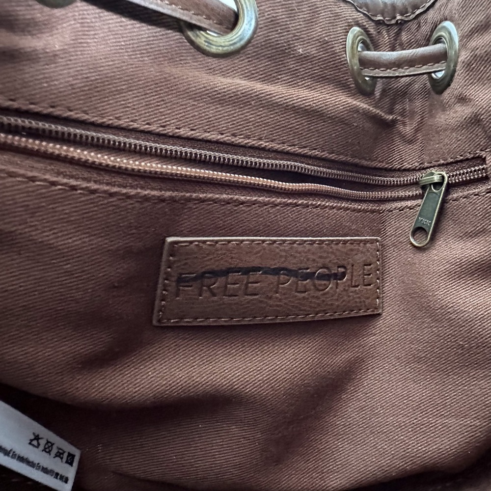 Free People Cabana Brown Vegan Leather Cinched Crossbody Purse - Picture 8 of 8